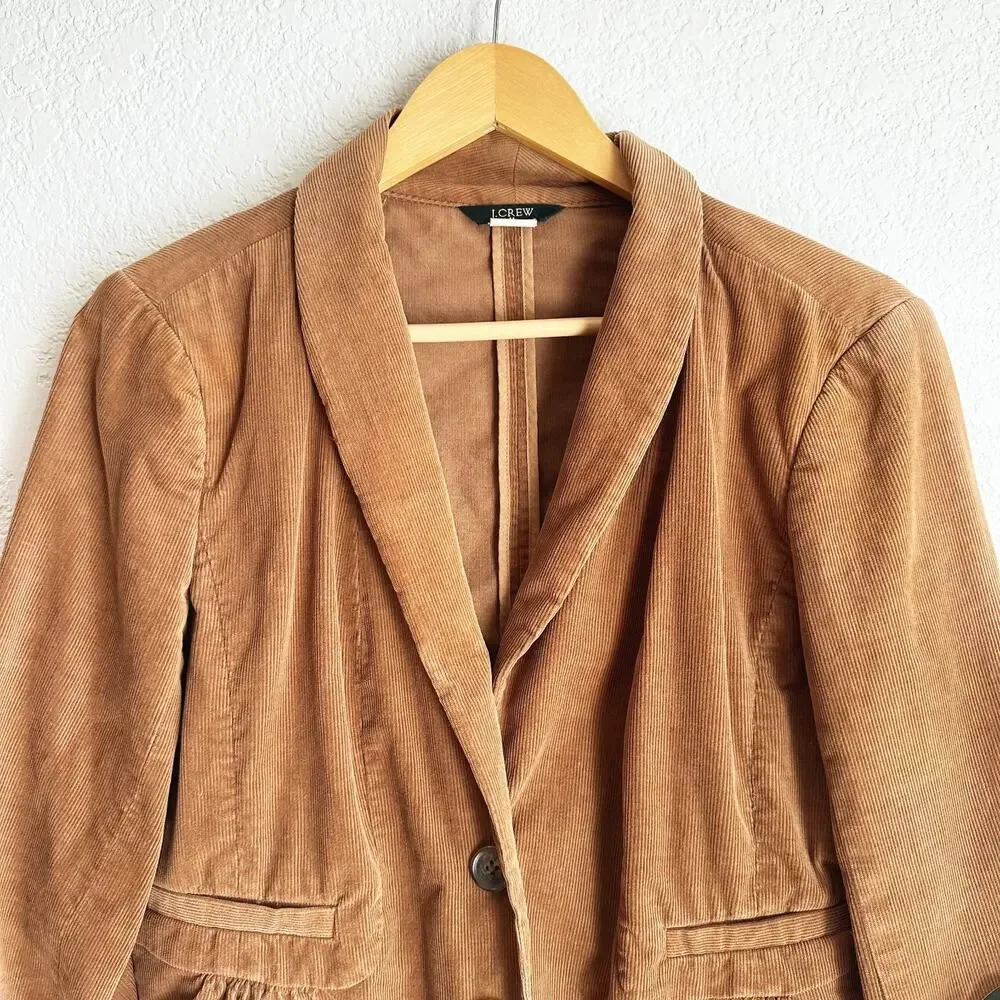 VTG J Crew Y2K Corduroy Blazer Jacket 8 Brown Preppy‎ Old Money 90s Academia